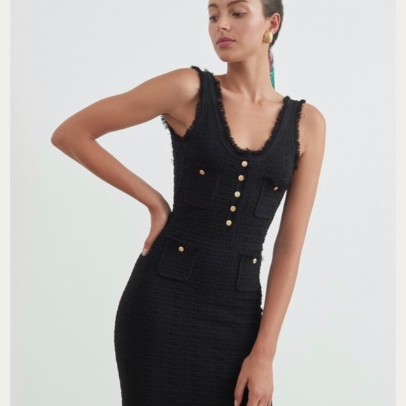 RONNY KOBO BLACK BODYCON MIDI DRESS - Picture 5 of 6